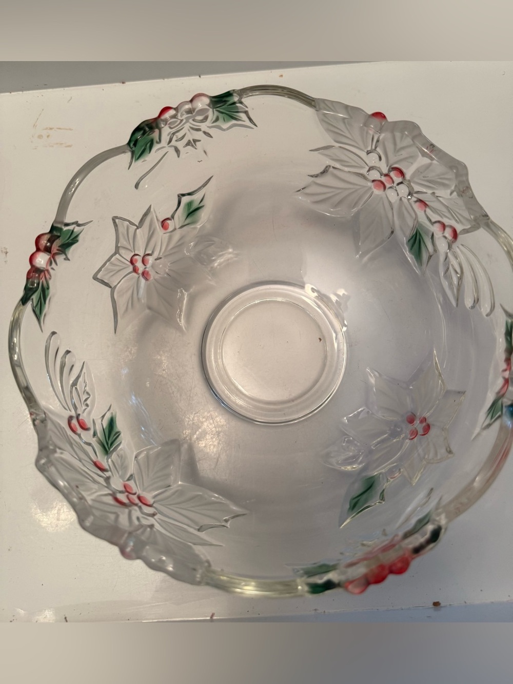 Mikasa Christmas Holiday Bloom Poinsettia Crystal Serving Bowl